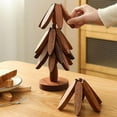 thumbnail image 6 of Wooden Trivets for Hot Dishes, Tree Shape Trivet Set, 5 Wood Trivets + 1 Stand stored Like a Christmas Tree,Foldable Kitchen Wooden Trivet,for Hot Dishes、Pot、Bowl、Teapot、Hot Pot Holder, 6 of 7