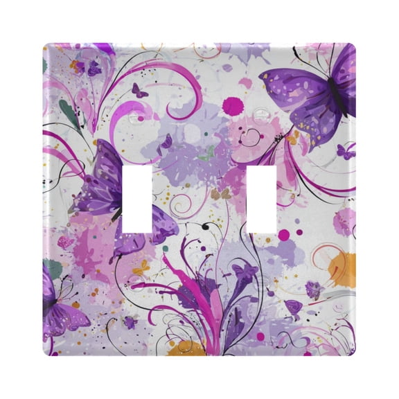 Purple Butterfly with Swirls Decorative Light Switch Plates Switch Cover Decorative Wall Plates Ideal for Living Room Kitchen Bedroom and Study