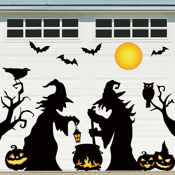 UCEI 12PC Large Halloween Garage Door Magnets Black Witch Silhouette Decor
