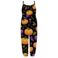 thumbnail image 4 of Gunia Toddler Girls Halloween Outfit Flannel Pumpkin Kids Suspender Romper Loose Harem Style Jumpsuit Festive Party Outfits Black 2-3 Years, 4 of 5