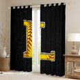 thumbnail image 2 of Feelyou Cartoon Baseball Print Curtains Pack of 2 (42x84 Each), Monogrammed L Curtains Blackout, Black Gold Stripes Abstract Bedroom Curtains, Blackout Curtains Bedroom Decor, 2 of 6