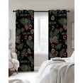 thumbnail image 2 of Pine Cones Black Out Curtains 72 Inch Long, Light Blocking Drapes with Black Liner, Winter Berry Snowflakes Plants Black Thermal Insulated Blackout Curtains for Bedroom Living Room 52"x72" 2 Panels, 2 of 8