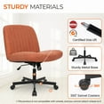 thumbnail image 4 of Orange Factory Criss Cross Chair Wheels Wide Cross Legged Office Desk Vanity Chair Comfy Fabric Armless Adjustable Swivel for Home Computer Task (Brown Wheel, Fabric), 4 of 8
