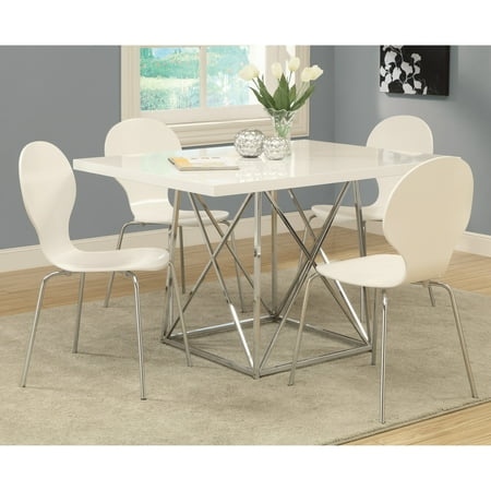 Monarch Kingsville White 5 Piece Modern Dining Set With Monarch Kingsville White 5 Piece Modern Dining Set With Bentwood Stools