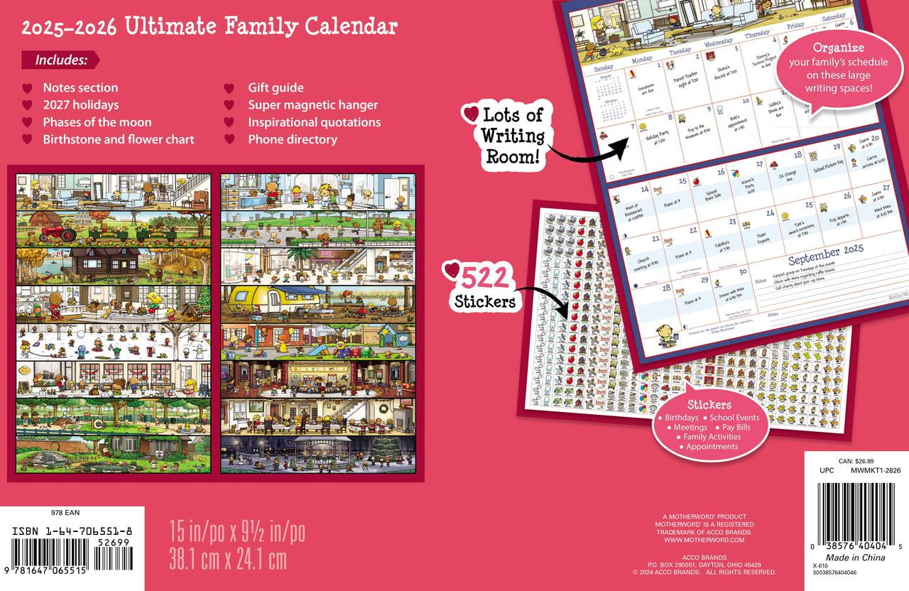 2026 Motherword Magnetic Fridge Wall Calendar (Side by Side Version) - English