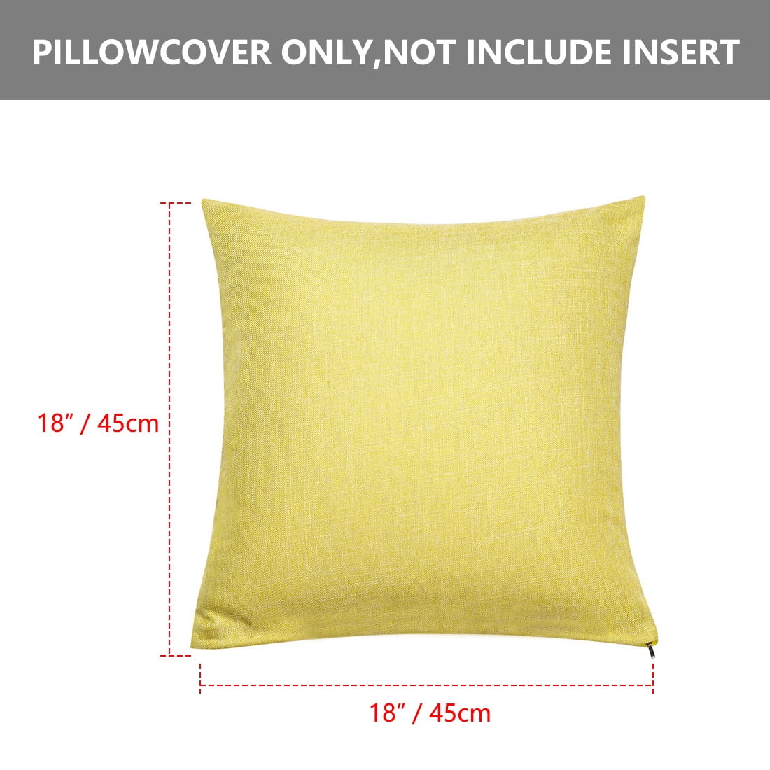 Unique Bargains 2 Pack Cotton Linen Throw Pillow Covers 18" x 18" Yellow
