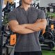 thumbnail image 5 of Camisas de Verano Casuales de Manga Corta de los Hombres Color Sólido V-Cuello Suelto Blusa de Fitness Elástica, 75% Poliéster 20% Rayón 5% Spandex, 5 of 6
