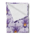thumbnail image 2 of Violet Soft Flannel Fleece Blanket, Tropical Orchid Flowers Watercolor Style Hawaiian Nature Inspirations, Cozy Plush for Indoor and Outdoor Use, 50" x 70", Pale Mauve Violet Orange, by Ambesonne, 2 of 5