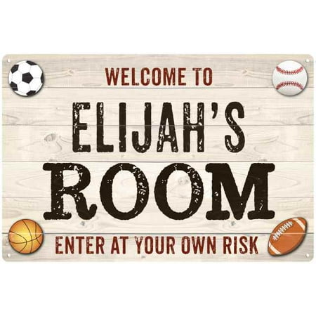 Kids Personalized Sign - ELIJAH'S Room Kids Bedroom Sign Boy's Personalized 8x12 Metal 208120090032