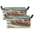 thumbnail image 2 of Santa Claus Giving Presents Storage Basket Soccer Plaid Fabric Hoard Box Oversized Collapsible Closet Organizer with Metal Iron Frame 16.9×11.4×7.7in, 2 of 8