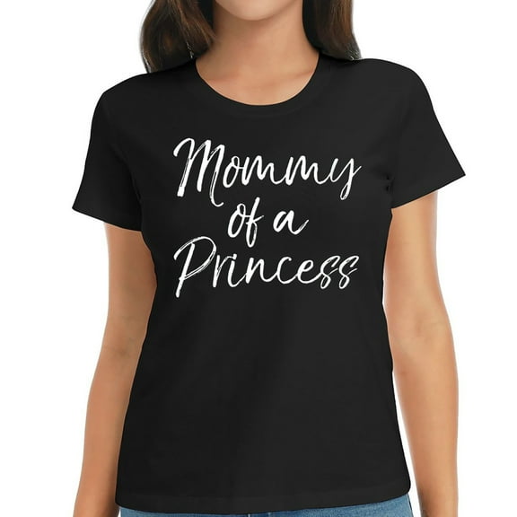 Womens Cute Matching Mother & Daughter Gift Mommy Of A Princess Round Neck T-Shirt Black