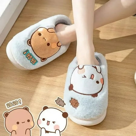 

Bubu Dudu Bear Plush Slipper Cartoon Anime Winter Leisure Home Outdoor Anti Slip Thick Bottom Cotton Leisure Shoes Women Gift Xinyi