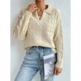 thumbnail image 4 of Womens Cable Knit Sweaters Long Sleeve V Neck Sweater Tops Casual Pullover -Shirts Fall Fashion Outfits  XL, 4 of 7