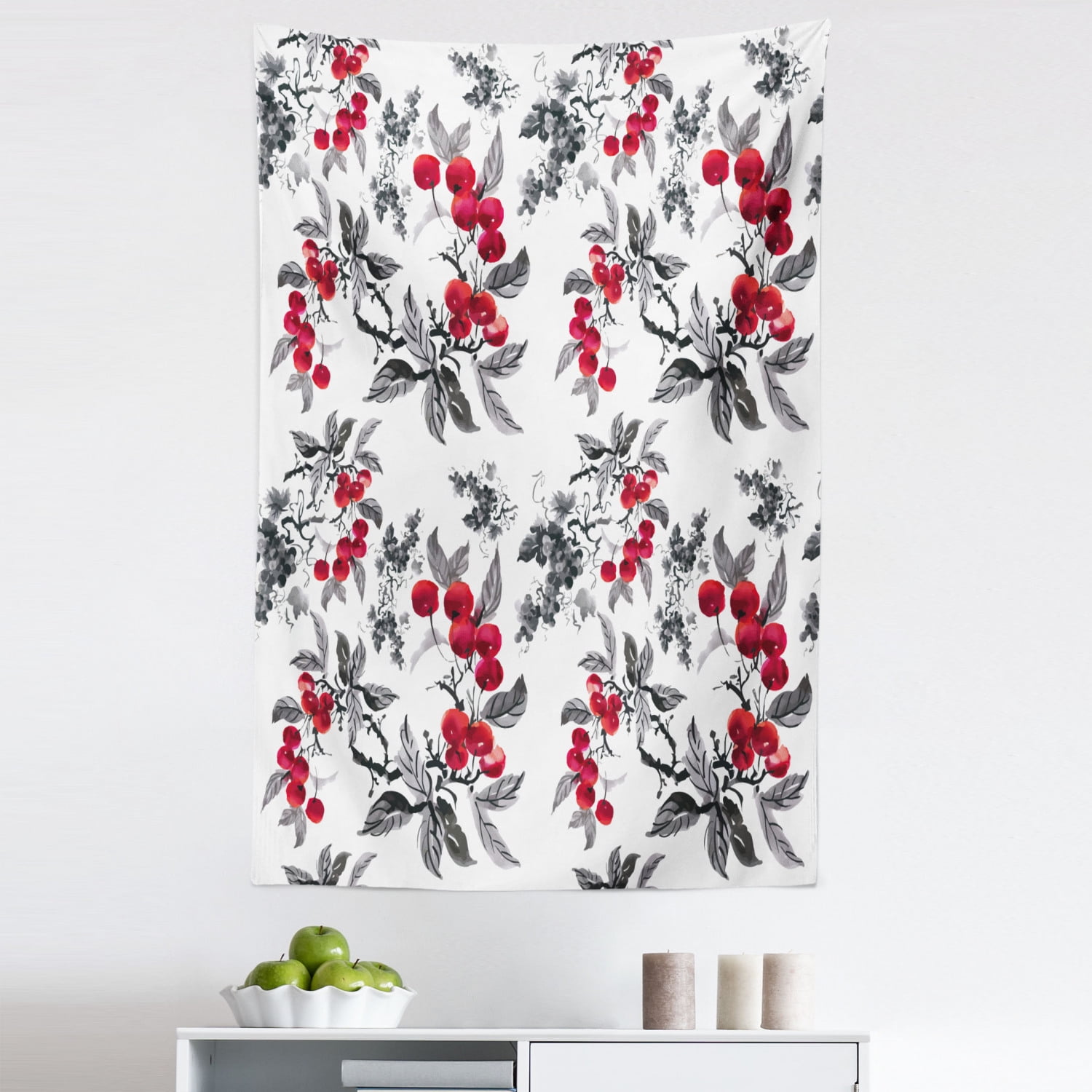 Rowan Tapestry, Abstract Modern Garden Theme with Rowan Plant Botanical