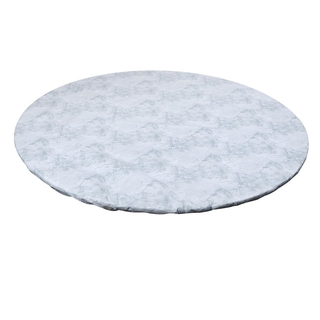Mantel redondo de vinilo ajustable con respaldo de franela, cubierta de mesa con patrón de mármol , mantel para Picnic, Patio, comedor M