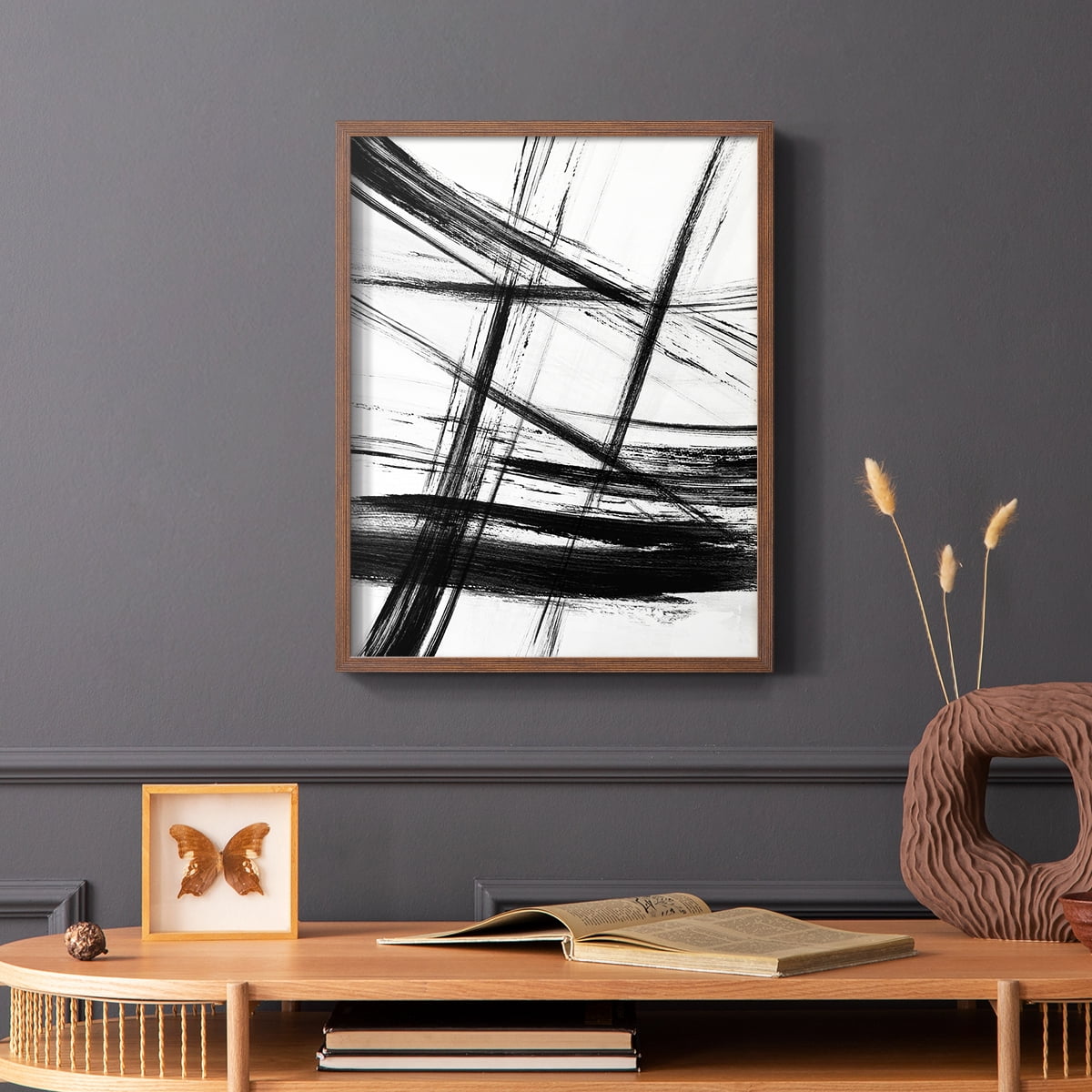 Organic Strokes in Brown Solid Wood 8 x 10 Framed Print