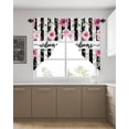 thumbnail image 4 of Swag Curtains, Welcome Spring Pink Flower Black and White Stripes Rod Pocket Kitchen Curtains Valances Tier Curtains Swag Valance Curtains for Bedroom Living Room 28" x 36", 2 Panels, 4 of 6