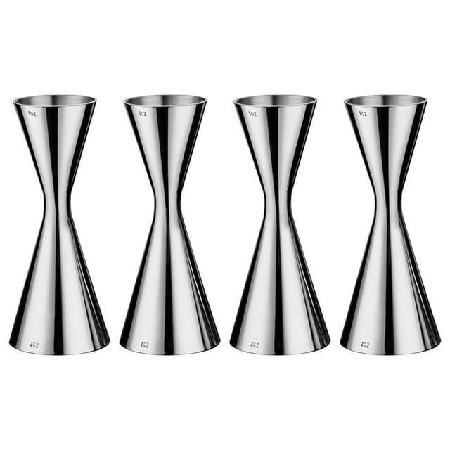 4X Vaso medidor de acero inoxidable, doble barra, coctelera para vino, jigger de 60 ml