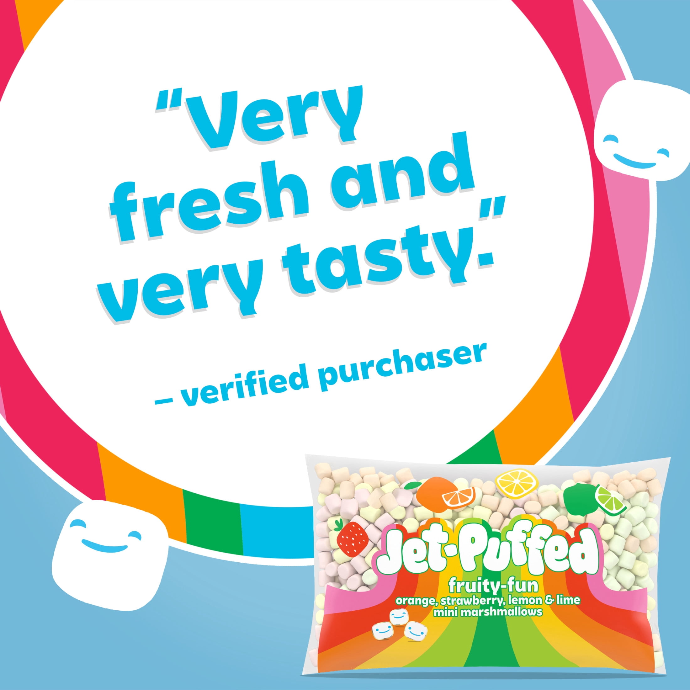 (16 pack) Jet-Puffed Fruity-Fun Orange, Strawberry, Lemon & Lime Mini Marshmallows, 10 oz Bag