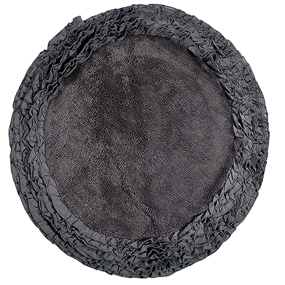 Better Trends 30'' x 30'' Round Shape Bathroom Rug with Non Slip Backing 100% Cotton Water Absorbent, Machine Washable, (Gray) Shaggy Border Collection