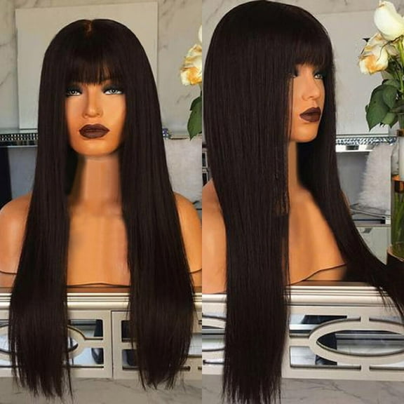 UTOURS Human Hair Wigs For Women For Women Black Full Synthetic Fashion Long Straight Hair Wigs Natural wig