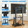 thumbnail image 5 of RTVR Rolling TV Cart Stand on Wheels for 40-86 inch TVs with Storage Shelves, Reinforced Wide Base up to 200lbs, Black, 5 of 9