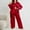 Red, variant on Womens Silk Pajamas Long Sleeve Soft Button Down Satin Pajama 2 Piece Women's Pajama Sets