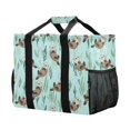 thumbnail image 5 of FORMRS Tote Bag for Women Large Capacity Canvas Travel Foldable Carry On Shopping Handbag, Green Otters Pattern, 5 of 8