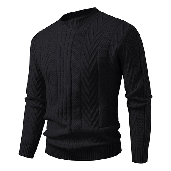 Men's Textured Knit Crew Neck Sweater Long Sleeve Solid Casual Pullover Top