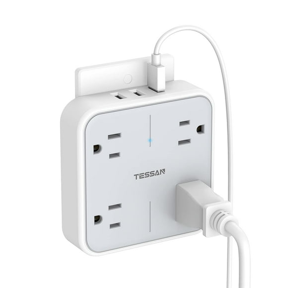 Multi Plug Outlet Extender with USB, TESSAN Surge Protector Splitter 3 USB Wall Charger, Multiple Expander for Travel, Home, College Dorm Room