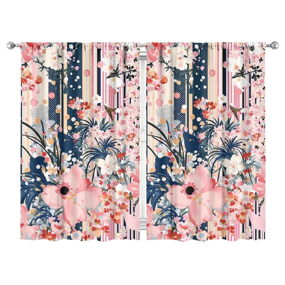 Watercolor Flowers Curtains-blackout Curtains Bedroom Decor Living Room Darkening Grommet Window Drapes 2 Panels Set 52"x 84"