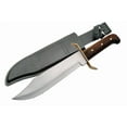 thumbnail image 4 of SZCO Supplies 15” Full Tang Bowie Style Fixed Blade Knife with Stainless Steel Blade, Wooden Handle, Brass Guard, and Leather Sheath, 4 of 4