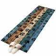 thumbnail image 2 of Navy Blue Paws 2x6 Kitchen Runner Rug, Farmhouse Vintage Modern Blue Brown Wood Non-Skid Rubber Backing Large Rectangle Rugs - Living Room Bedroom Home Office, Indoor Floor Mat Carpets Washable Rug, 2 of 9