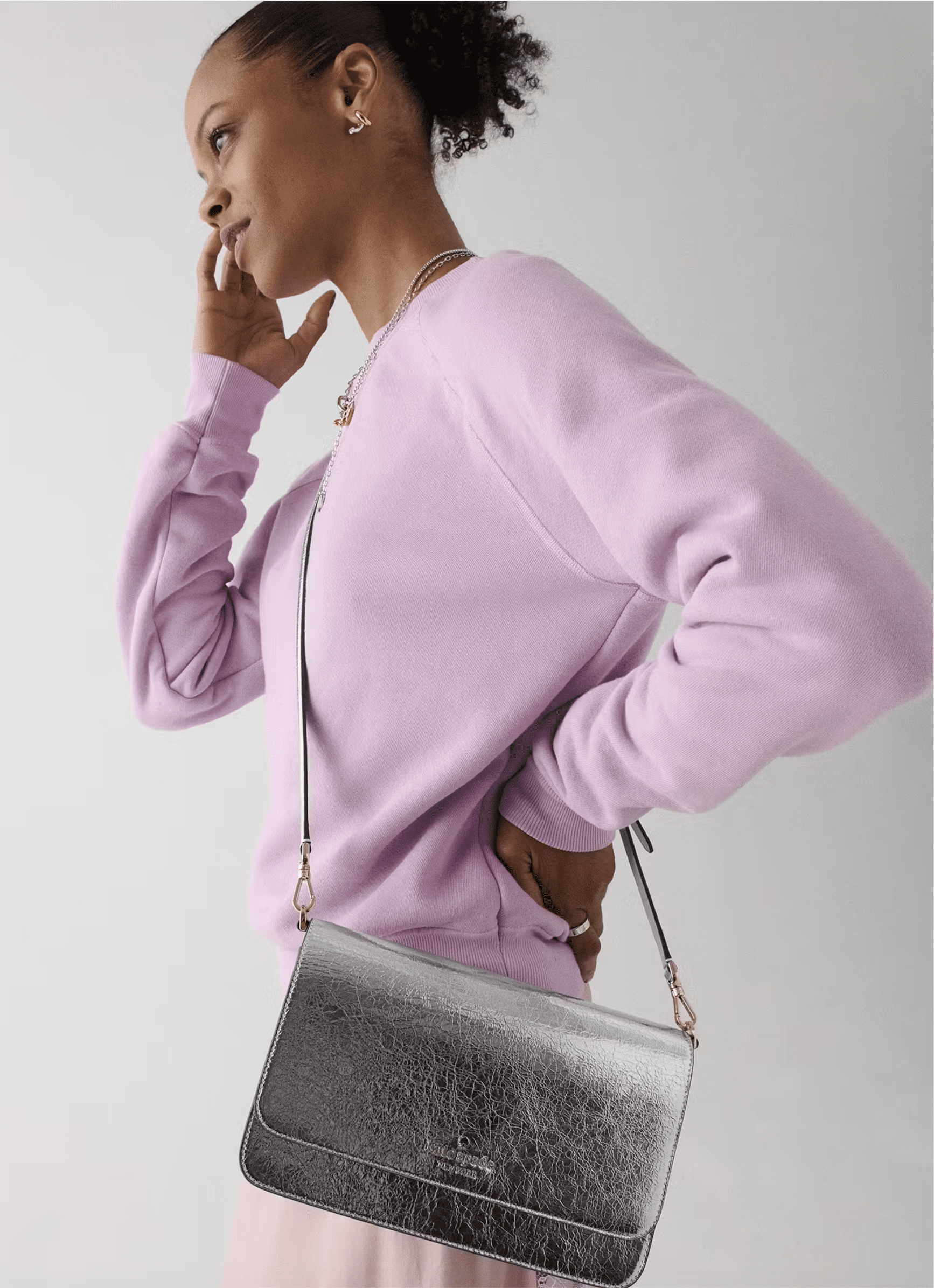 Kate Spade New York Madison Willow Medium Convertible Crossbody Bag, Crinkle Metallic Leather