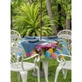 thumbnail image 4 of Outdoor Tablecloth with Umbrella Hole Zipper Easter Cartoon Bunny Round Tablecloth 60" Waterproof Table Cloth Colorful Eggs Spring Leaves Blue Sky Butterfly Patio Table Cover Tablecloths for Picnic, 4 of 8