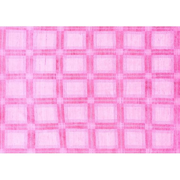 Ahgly Company Indoor Rectangle Checkered Pink Modern Area Rugs, 5' x 8'