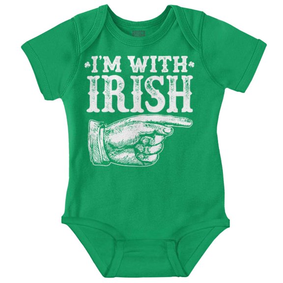 St Patricks Day I'm With Irish Romper Boys or Girls Infant Baby Brisco Brands 12M