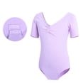 thumbnail image 4 of JAJAHO Girls Short Sleeve Leotard Ballet Dancewear Bodysuits For Kids 3-15 Years Ballerina Outfits V Neck Soft Leotards, 4 of 4