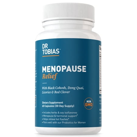 Dr. Tobias Menopause Relief with Black Cohosh, Soy Isoflavones, Don Quai, Hot Flash & Night Sweats Relief for Women, Non-GMO Menopause Supplements for Women, 60 Capsules, 30 Servings