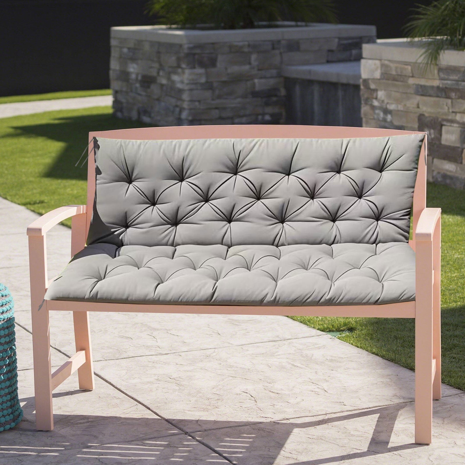 YOTQUSKI Outdoor Swing Cushions, Porch Swing Cushions 3 Seater Replacement with Backrest, Outdoor Thickened Bench Cushion with Ties for Porch,Patio,Backyard,Garden and Lawn