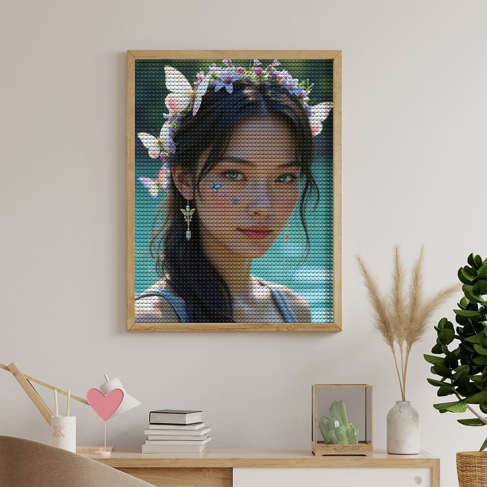 Diamond Art Kits for Adults, Butterfly Floral Face Art Portrait 5D Diamond Painting Kits for Adults Beginners, DIY Full Drill Diamond Painting, Gem Art and Crafts 12x16