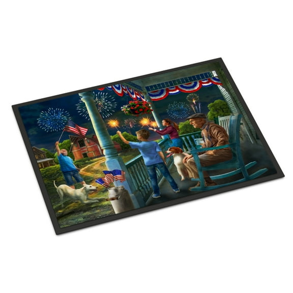 Carolines Treasures PTW2073JMAT 4th of July at Grandpas USA Door Mat Indoor Rug or Outdoor Welcome Mat 24x36 Doormat
