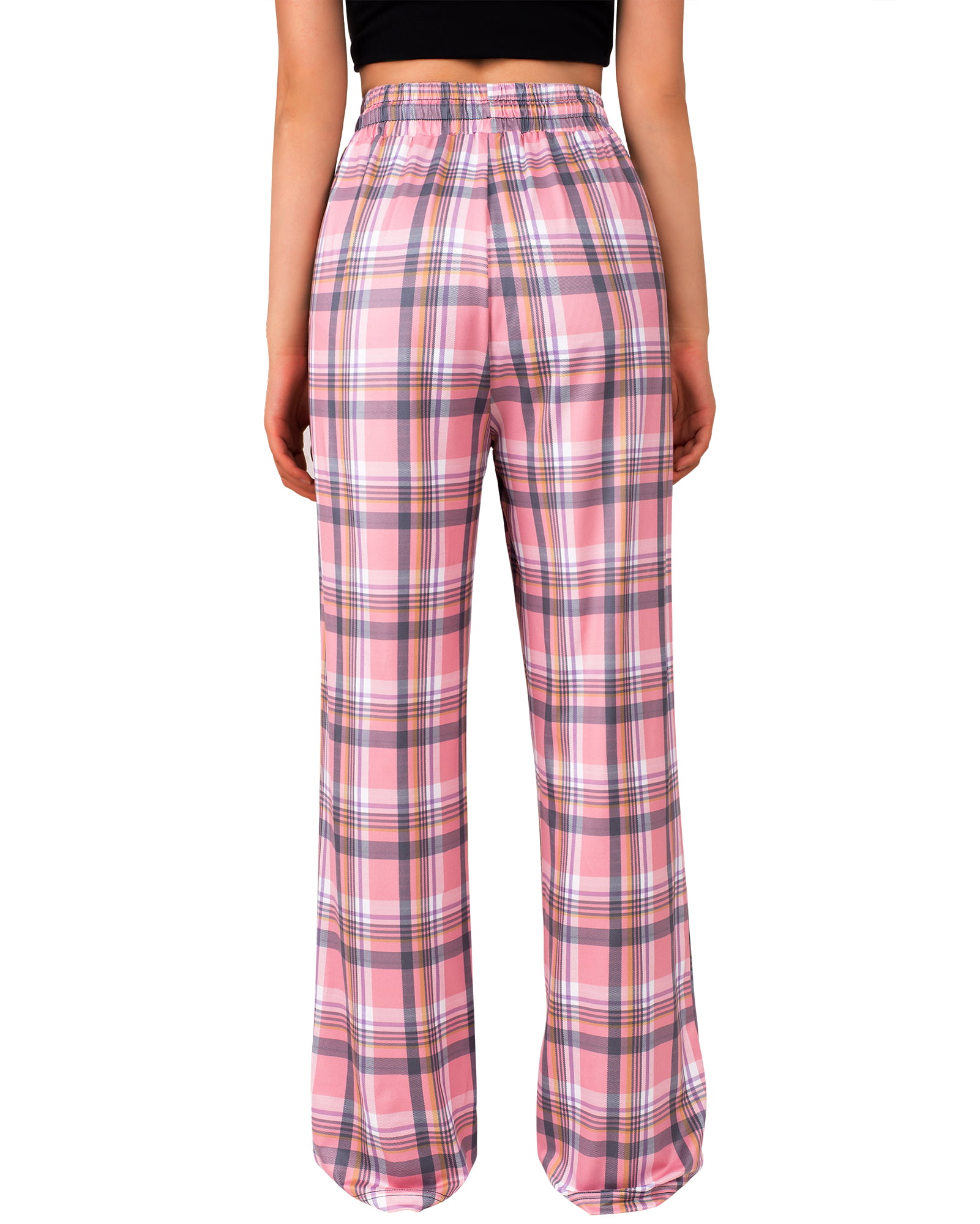 Pink Pastel Plaid Drawstring Pajama Pants - PEMO - CORAIL - ETAM