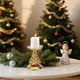 thumbnail image 5 of Seyotauo Candle Holders, Decorative Christmas Tree Candlestick, Green Resin Pine Tree Design, Brown Wood Base, Holiday Party Decor, Tealight Stand, 5 of 6