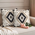 thumbnail image 3 of Pack of 2 Outdoor Pillow Covers 18x18 Inch Waterproof Boho Black Brown Throw Pillow Covers,Decorative Couch Pillow Shams Protectors Retro Geometric Southwestern Ethnic Patio Cushion Pillowcases, 3 of 8