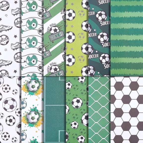 24Pcs 12 Styles Soccer Scrapbook Paper 12x12in Double-Sided Sports Ball Decorative Background Paper Pad