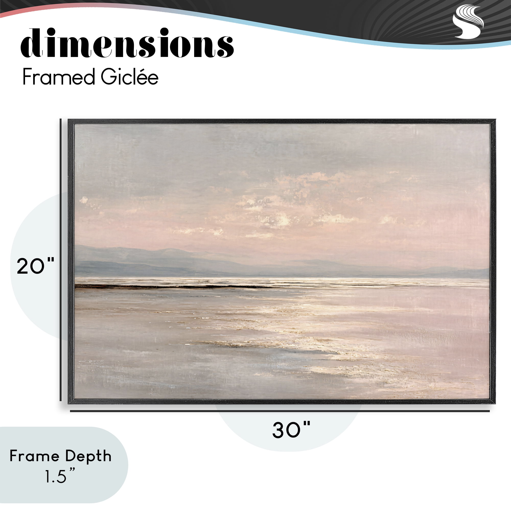 Stupell Industries Vast Blush Seascape Black Framed Giclee Art, design by Jacky Ngan