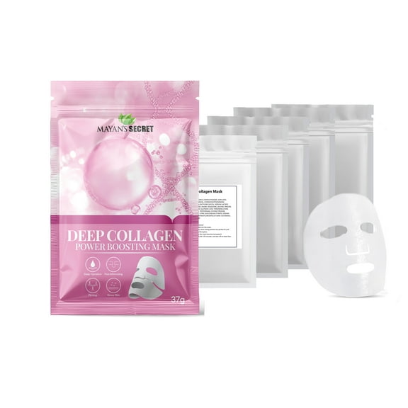 Mayan's Secret – Bio Collagen Korean Face Mask, Deep Collagen Anti Wrinkle Lifting Mask Overnight, Hydrogel Mask, Pore Minimizing, Nourishing and Moisturizing All Skin Types (Pack of 5)