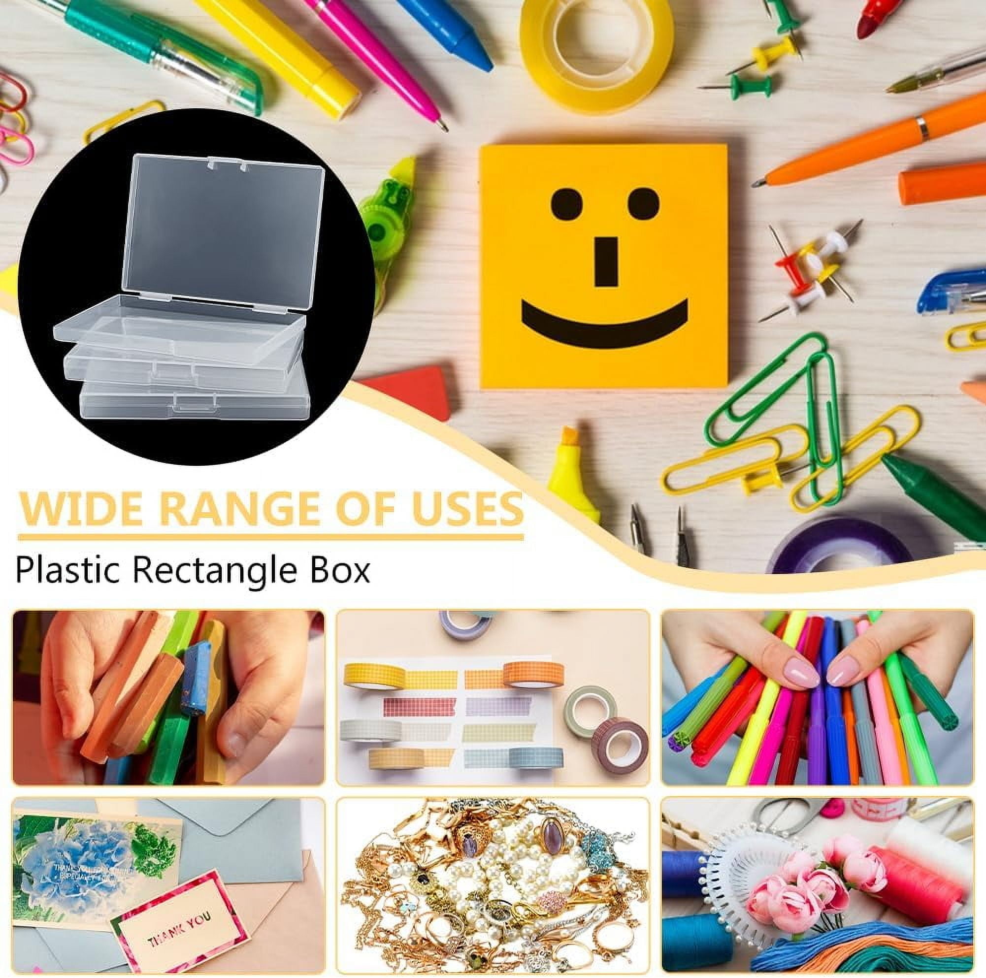 20 Packs Rectangle Clear Plastic Box 5.7x4x0.65 Inch Containers Pencils Storage Organizer Box Dustproof Case with Hinged Lid for Cards Pencils and Art Supplies Clear