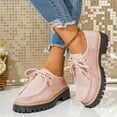thumbnail image 3 of Rokment Womens Vintage Fashion Sneakers 2026 Spring Fall Suede Leather Lace up Chunky Mid Heel Casual Oxfords Dress Loafers Walking Shoes Light Pink Size 9, 3 of 7